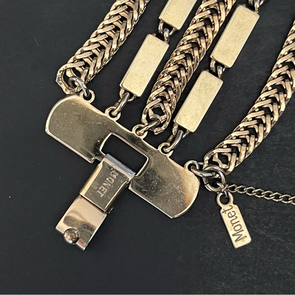 Vintage Monet Gold-Tone Layered Chain Necklace and Bracelet Set. - Picture 12 of 12